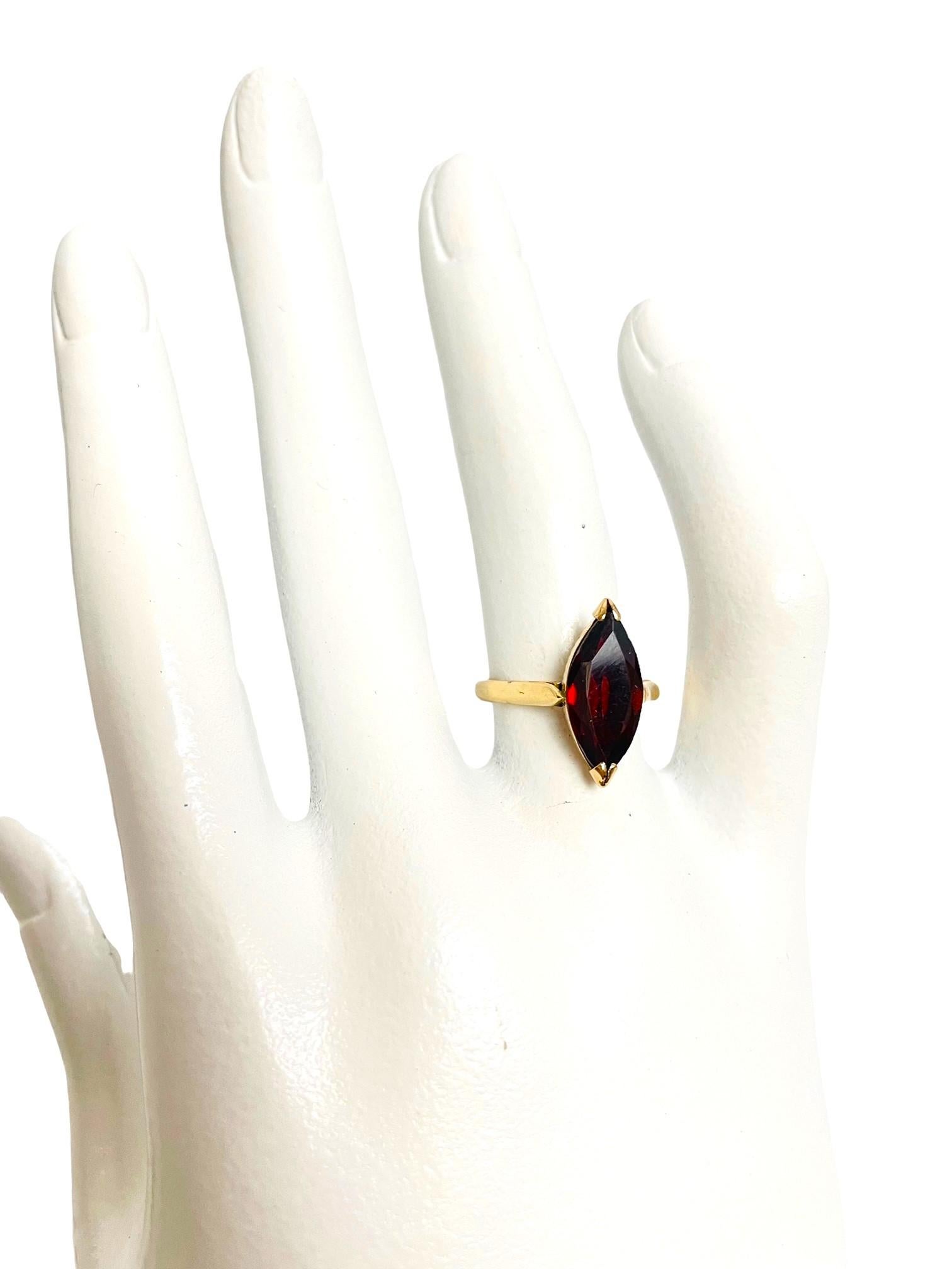 14K Yellow Gold Marquise Cut Garnet Ring with Appraisal 6