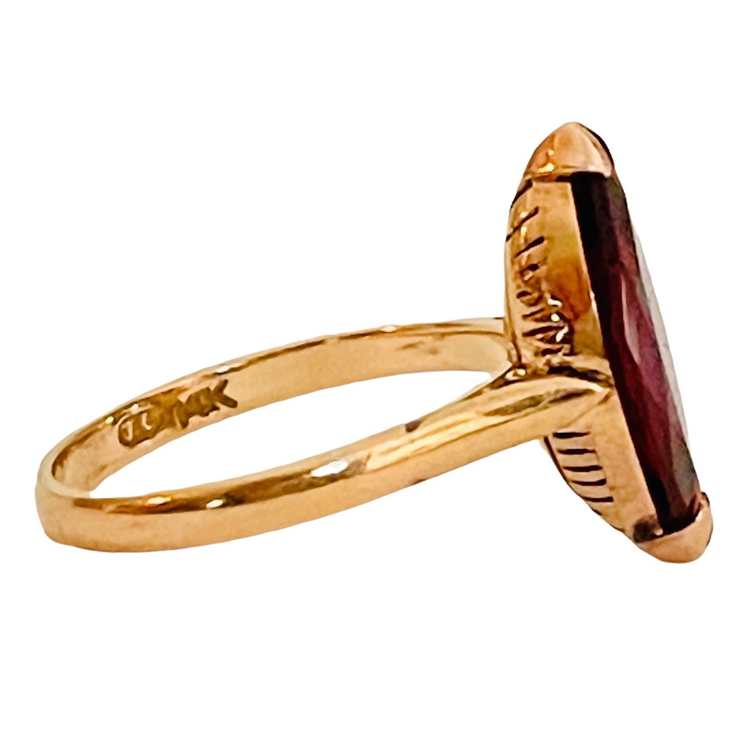 14K Yellow Gold Marquise Cut Garnet Ring with Appraisal 1