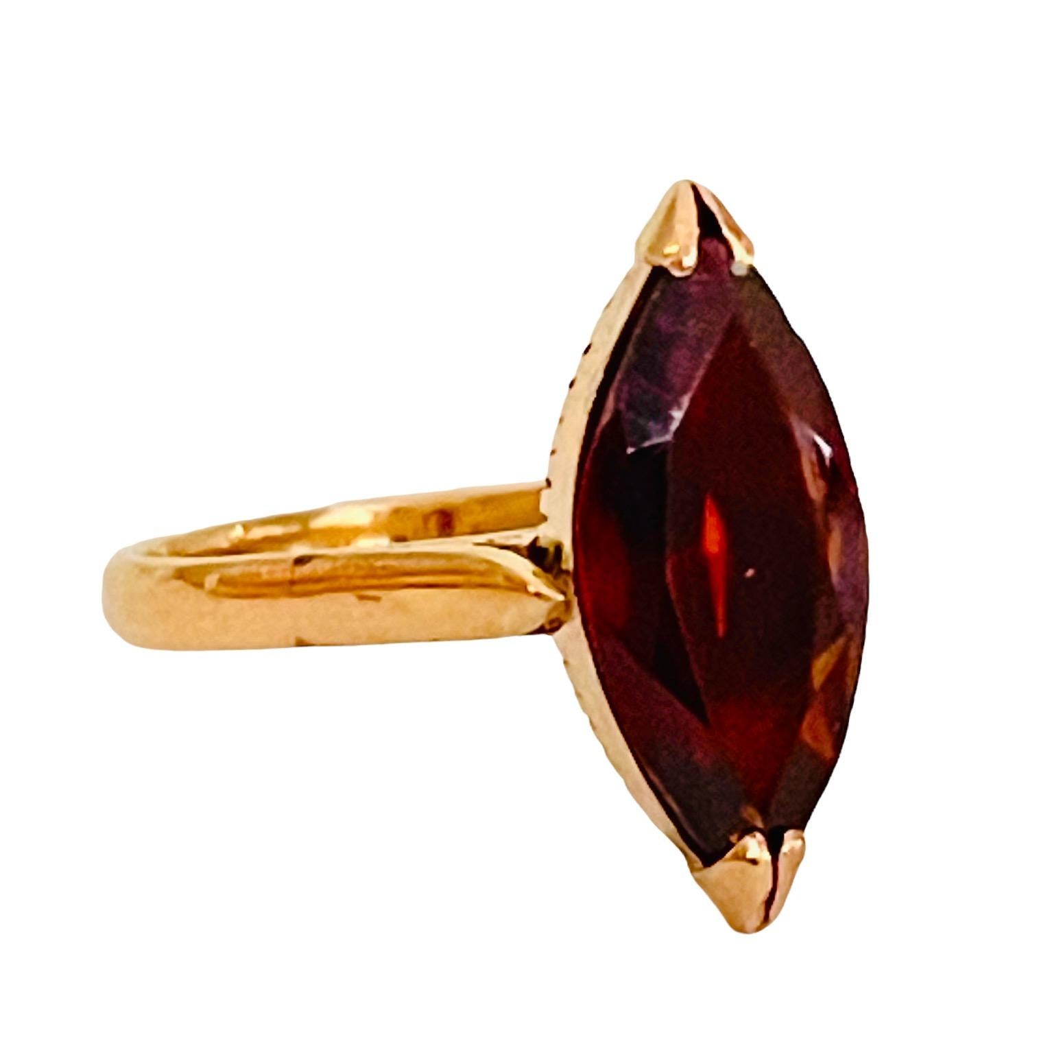 14K Yellow Gold Marquise Cut Garnet Ring with Appraisal 2