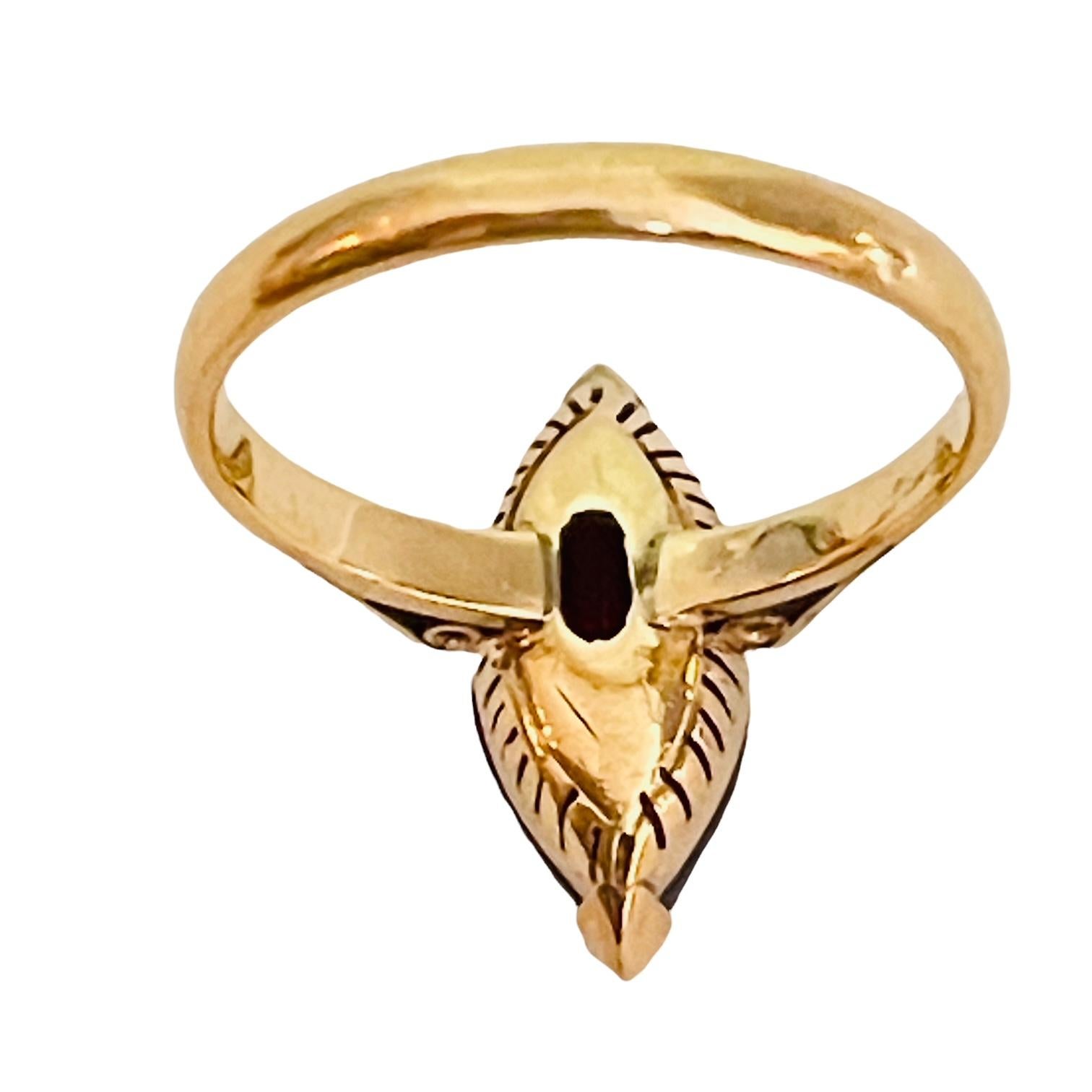 14K Yellow Gold Marquise Cut Garnet Ring with Appraisal 3