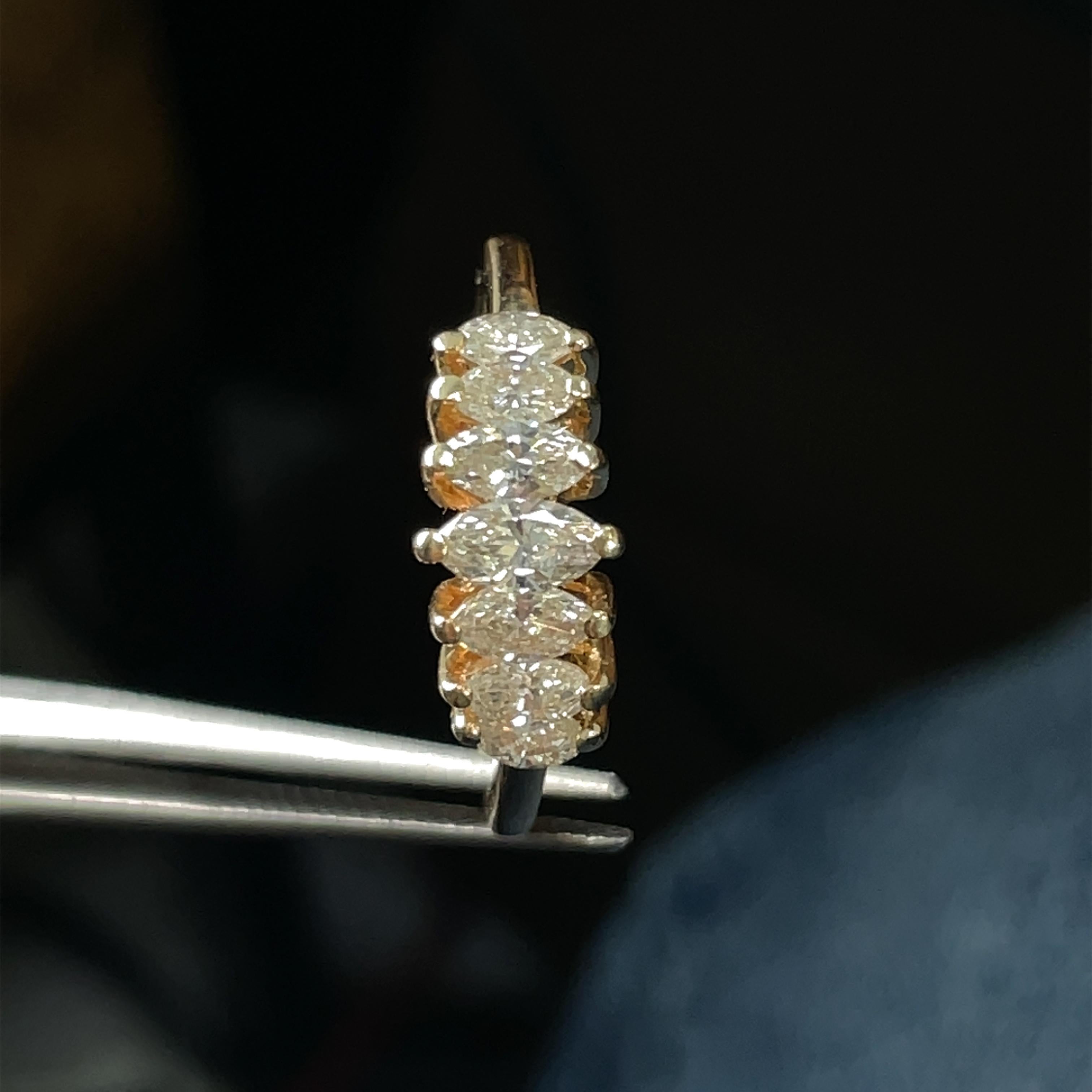 14K Gelbgold Marquise Cut Natural Diamond Ring im Angebot 3