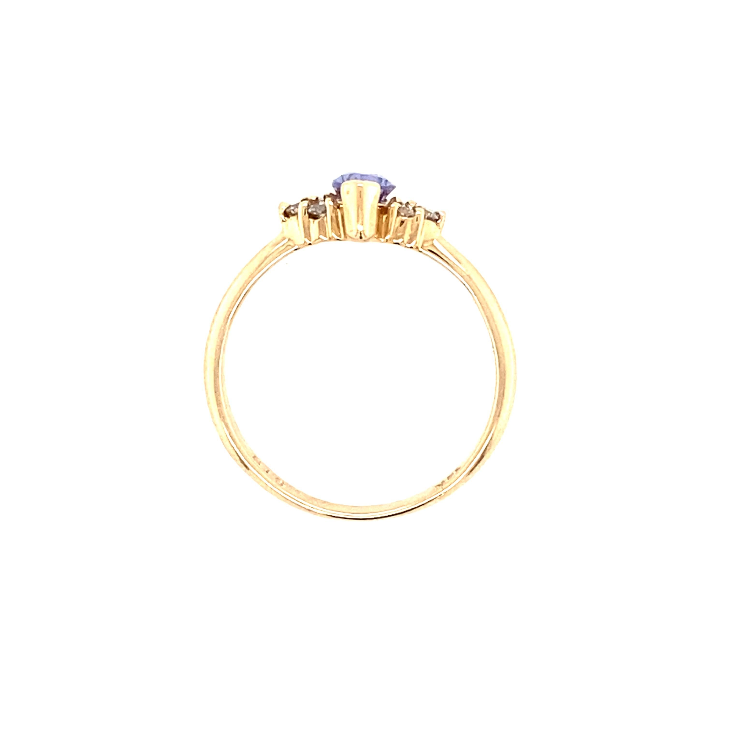 14K Yellow Gold Marquise Cut Tanzanite and Diamond Ring For Sale 1