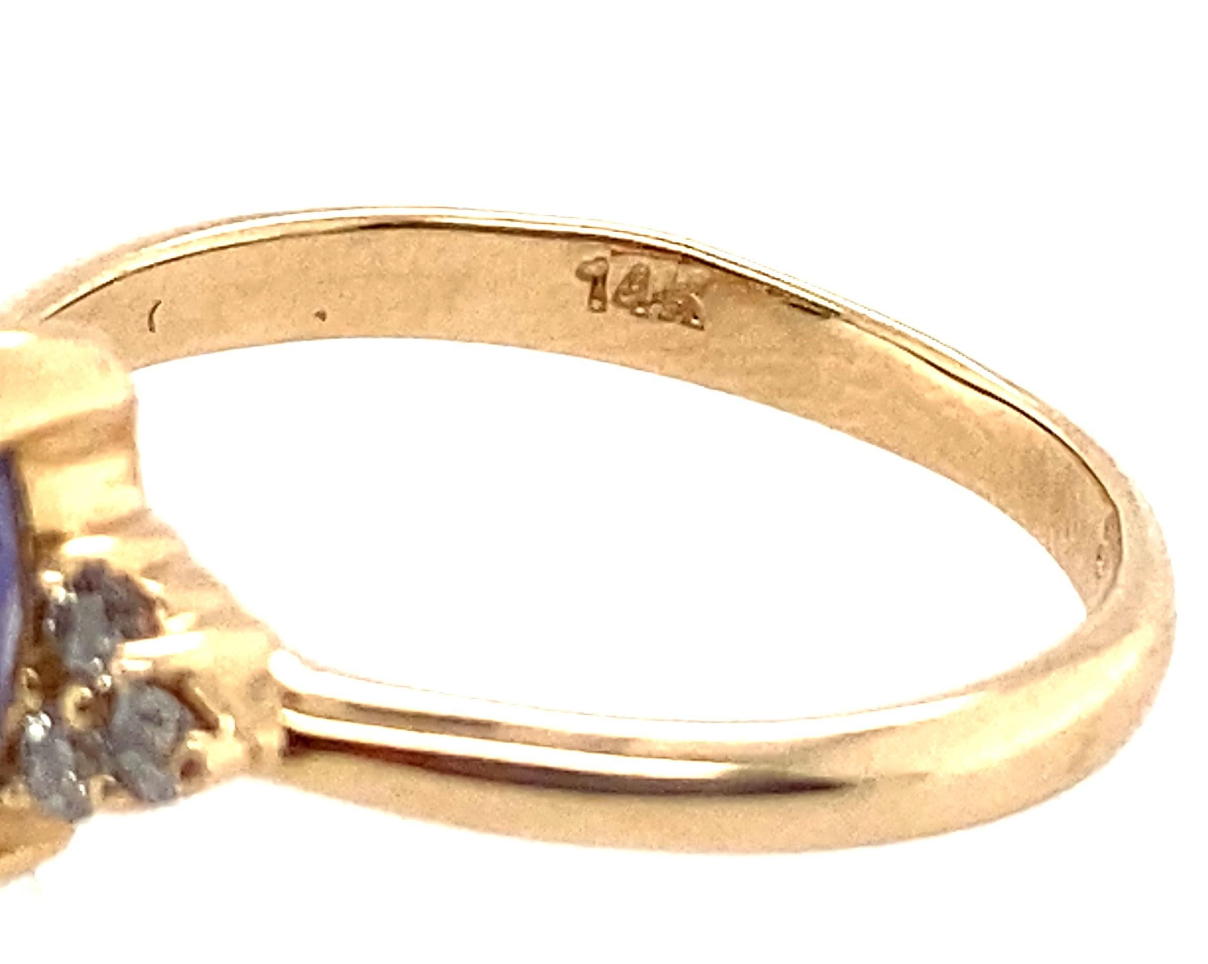 14K Yellow Gold Marquise Cut Tanzanite and Diamond Ring For Sale 3