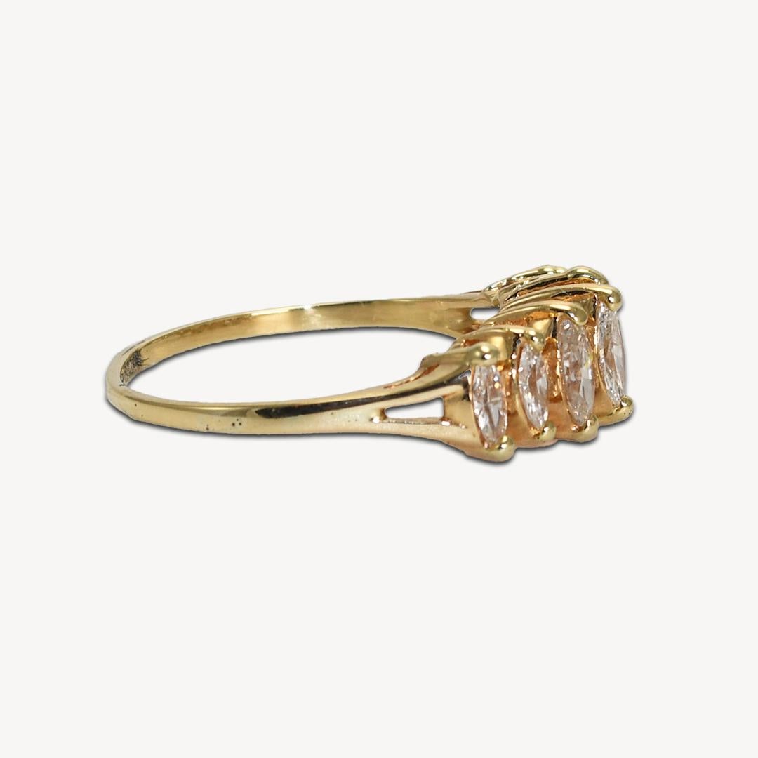 Marquise Cut 14K Yellow Gold Marquise Diamond Cluster Ring 1.00ct For Sale