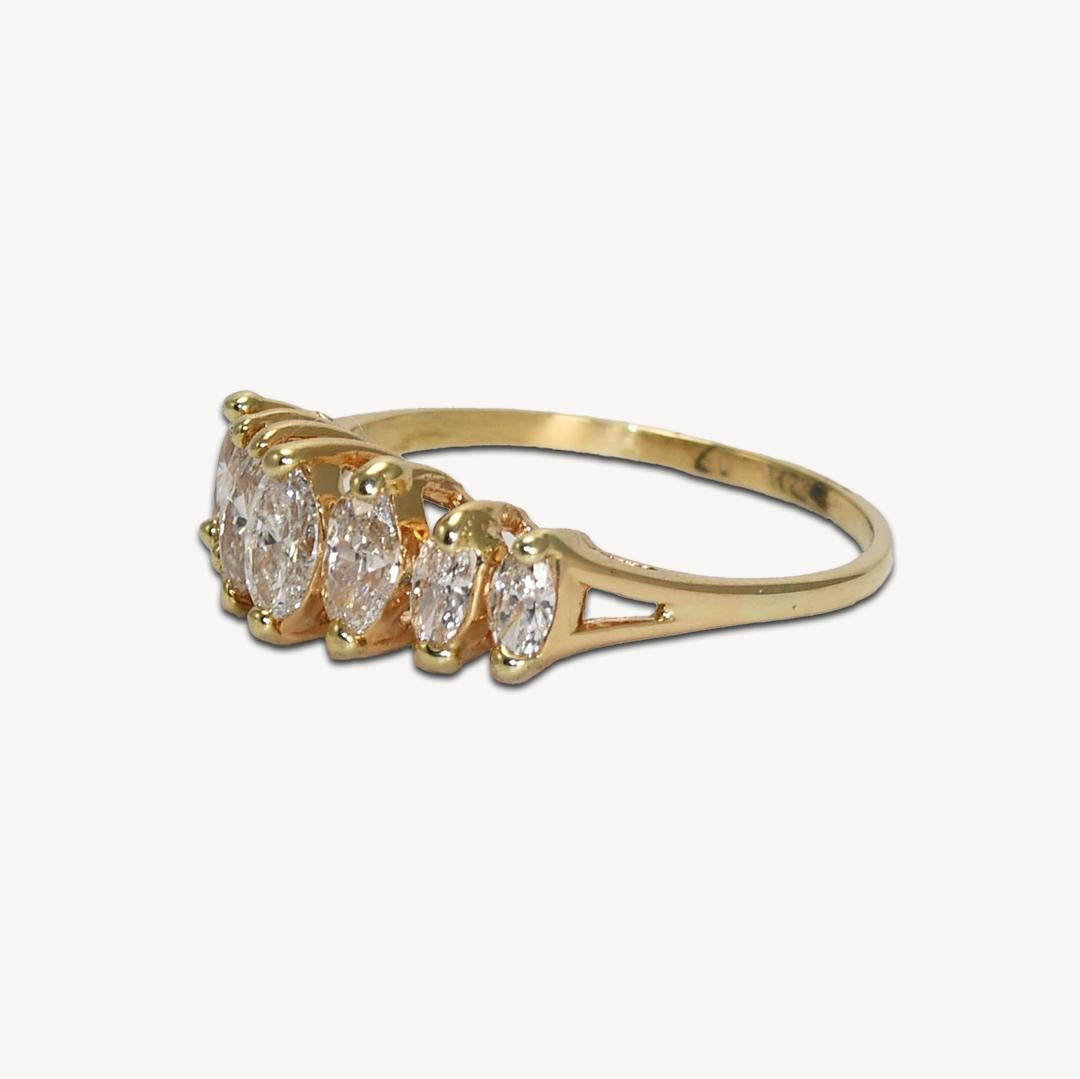 14K Yellow Gold Marquise Diamond Cluster Ring 1.00ct For Sale 1