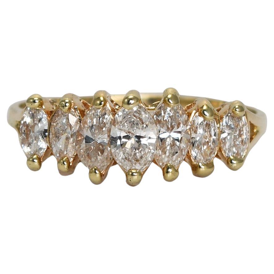 14K Yellow Gold Marquise Diamond Cluster Ring 1.00ct For Sale