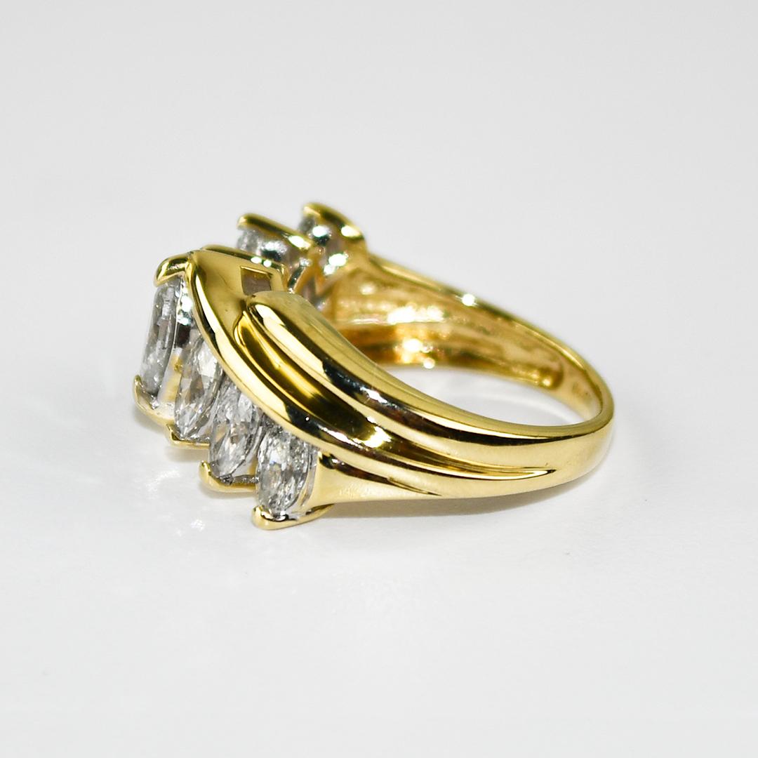 14K Gelbgold Marquise Diamant Cocktail Ring 1.50ct im Zustand „Hervorragend“ im Angebot in Laguna Beach, CA