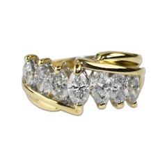14K Yellow Gold Marquise Diamond Cocktail Ring 1.50ct