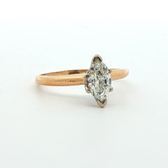 14k Yellow Gold Marquise Diamond Engagement Ring