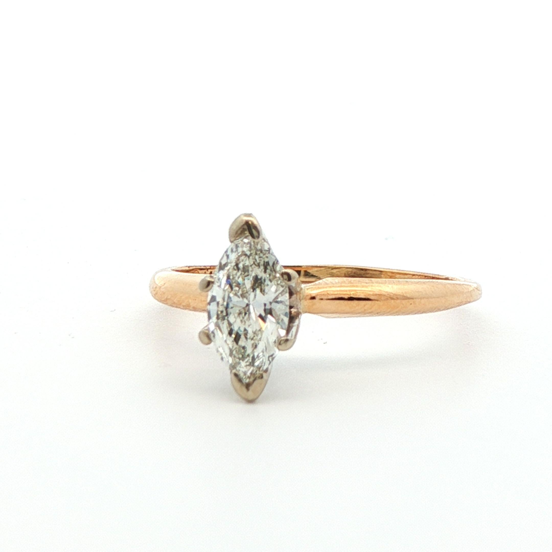 Anillo de compromiso de oro amarillo de 14k con diamante marquesa en Bueno estado para la venta en Lexington, KY