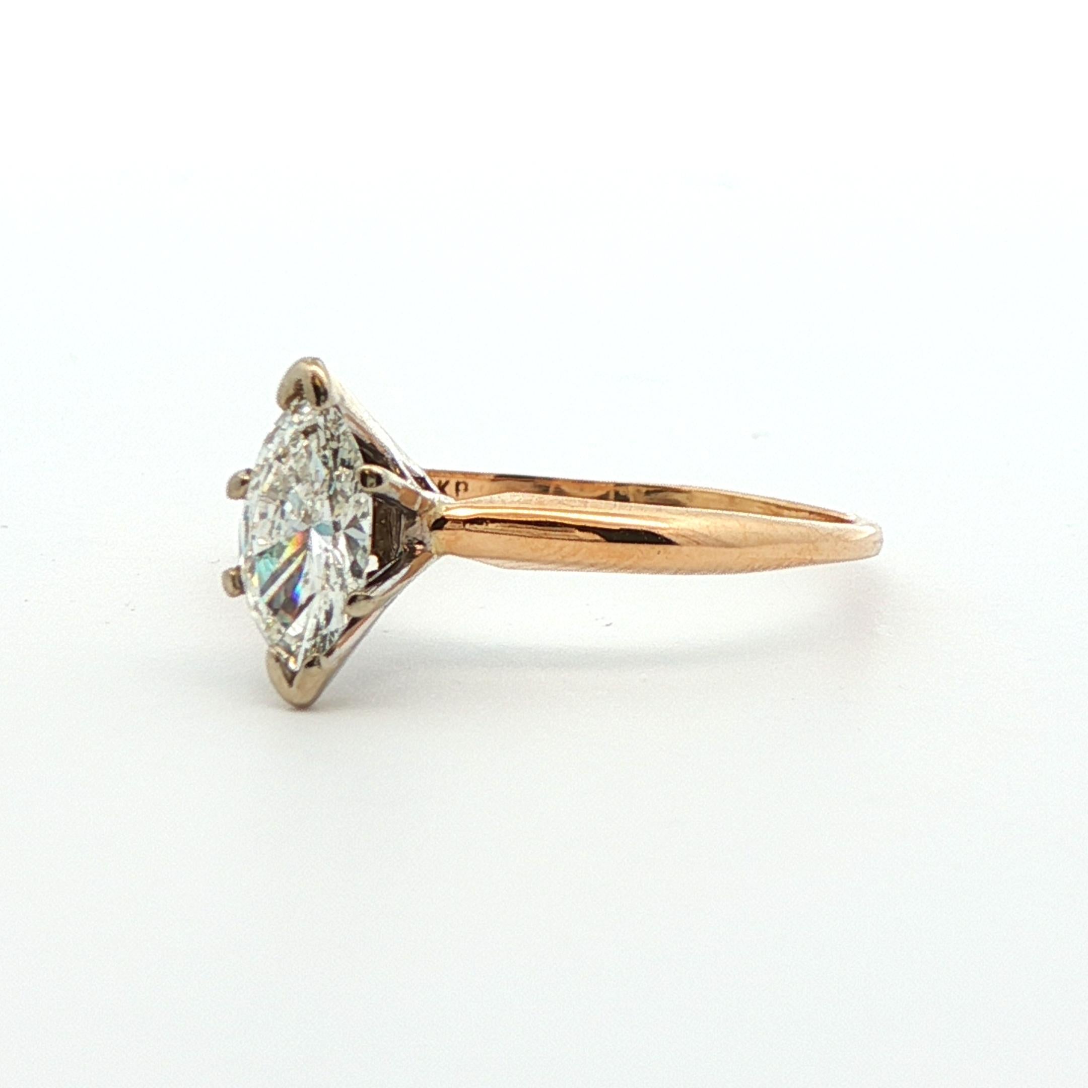 De las mujeres Anillo de compromiso de oro amarillo de 14k con diamante marquesa en venta