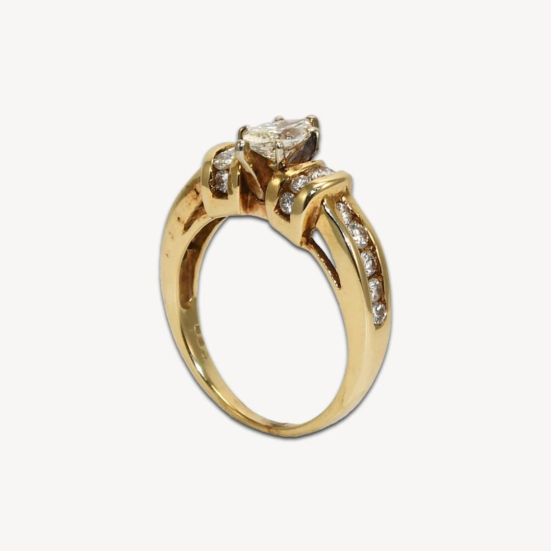 14K Yellow Gold Marquise Diamond Engagement Ring For Sale 2