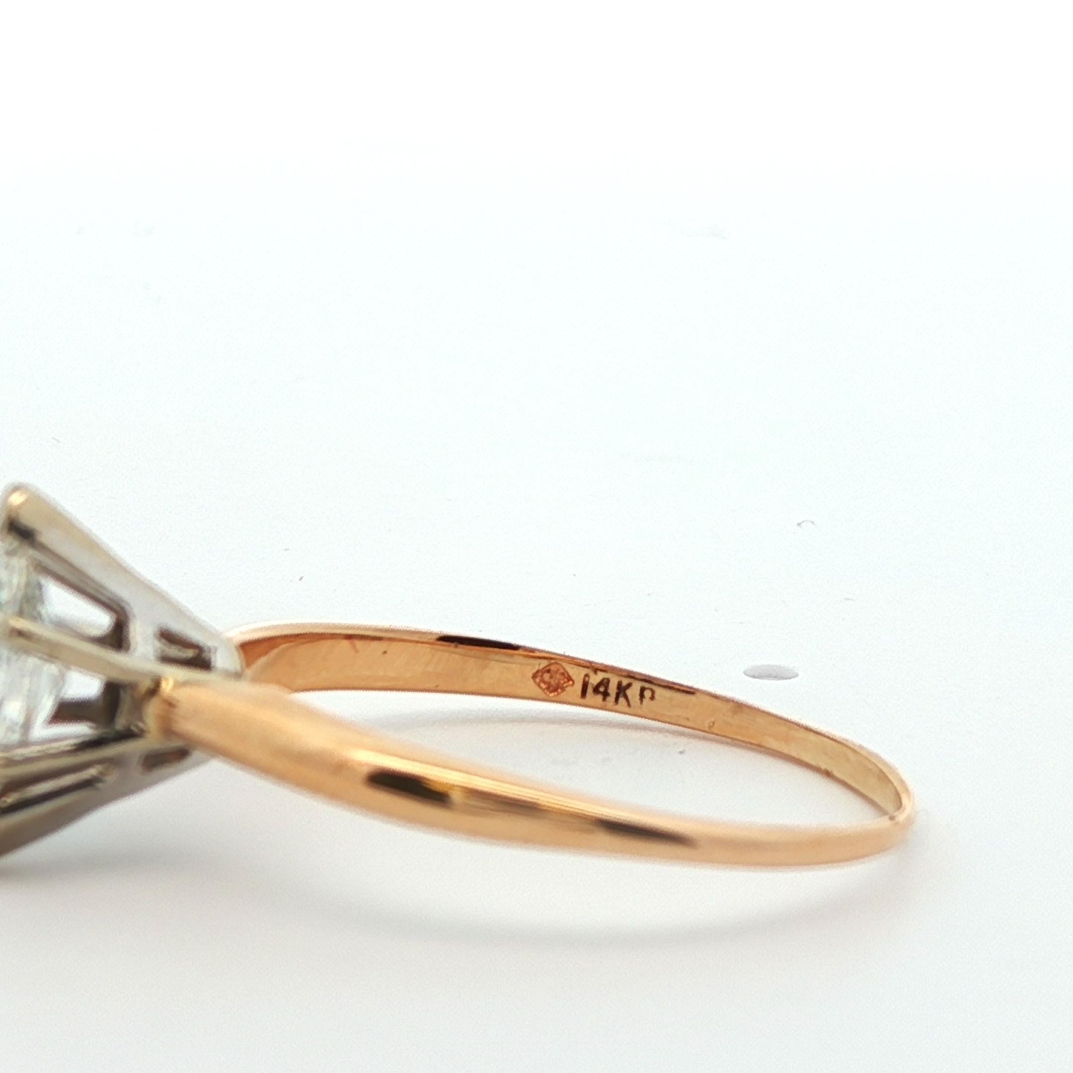 Anillo de compromiso de oro amarillo de 14k con diamante marquesa en venta 3