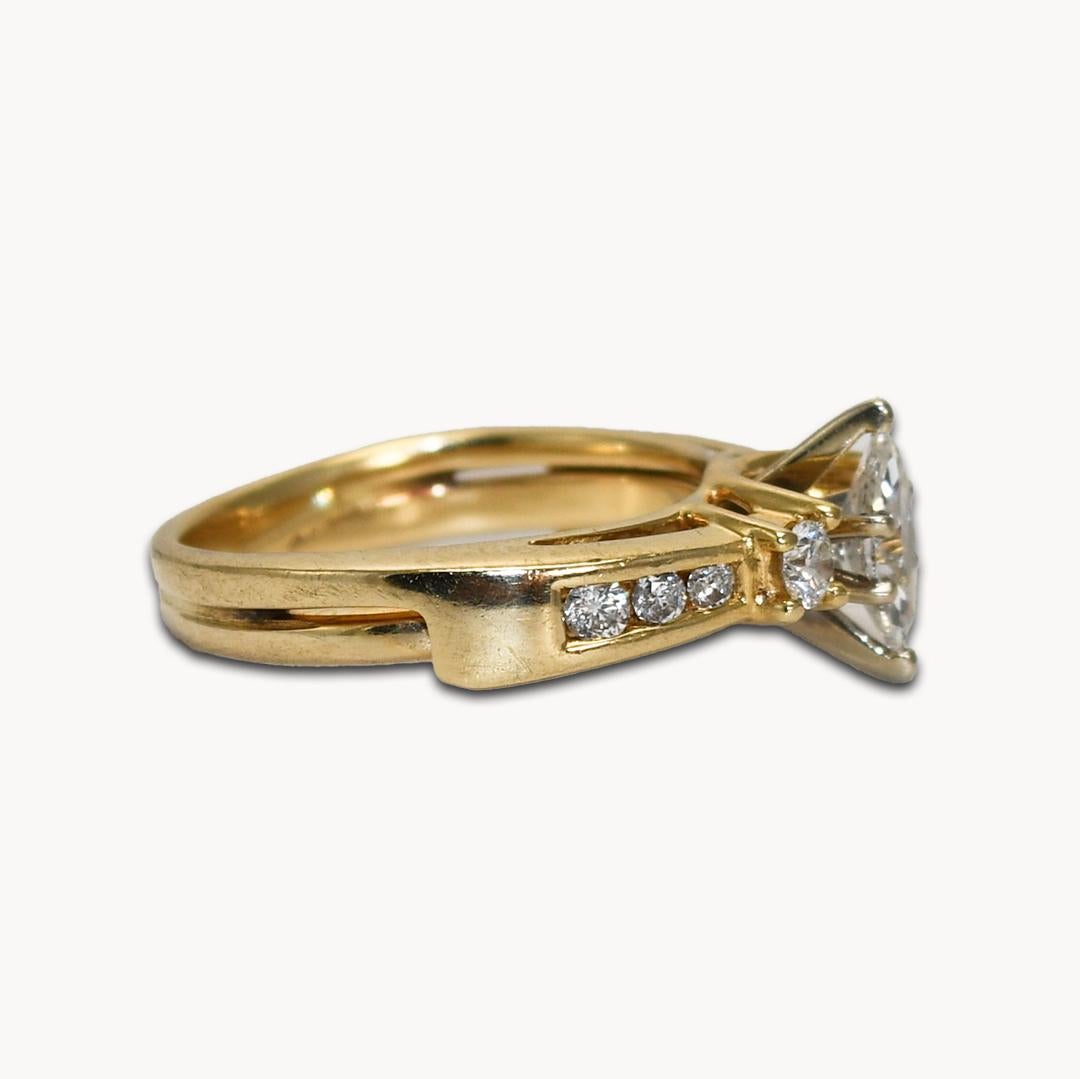 Marquise Cut 14K Yellow Gold Marquise Diamond Ring 0.33ct For Sale