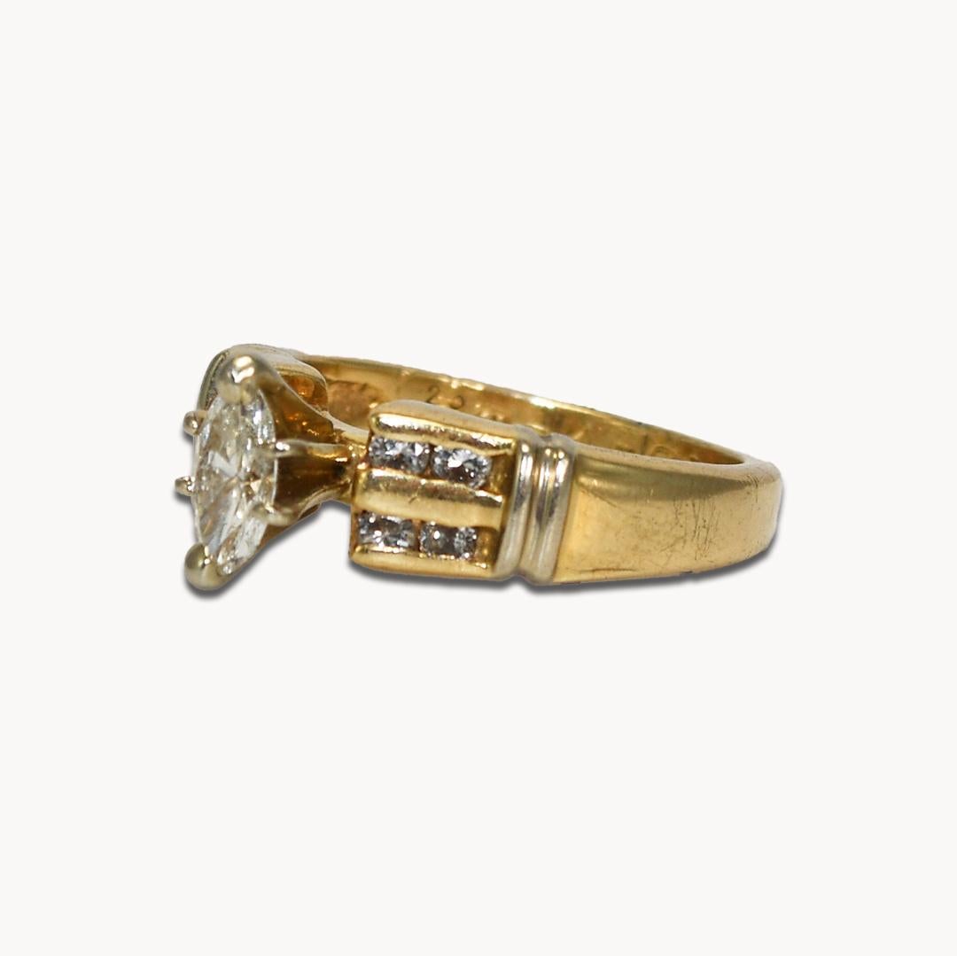Bague en or jaune 14K à diamant marquise 0,50ct en vente 1