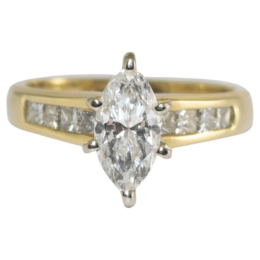 14K Yellow Gold Marquise Diamond Ring 0.90ct