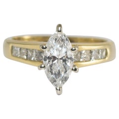 14K Yellow Gold Marquise Diamond Ring 0.90ct