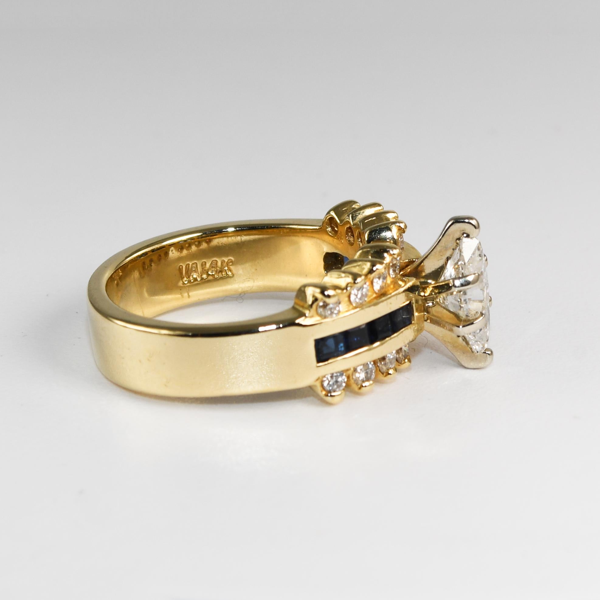 Marquise Cut 14K Yellow Gold Marquise Diamond Ring 0.95ct For Sale