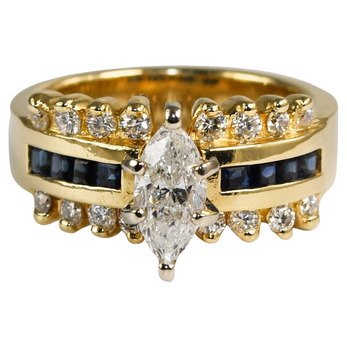 14K Yellow Gold Marquise Diamond Ring 0.95ct