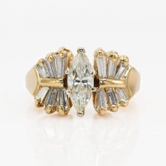 Anillo de oro amarillo de 14 quilates con diamante marquesa de 0,65 ct, 6,1 g