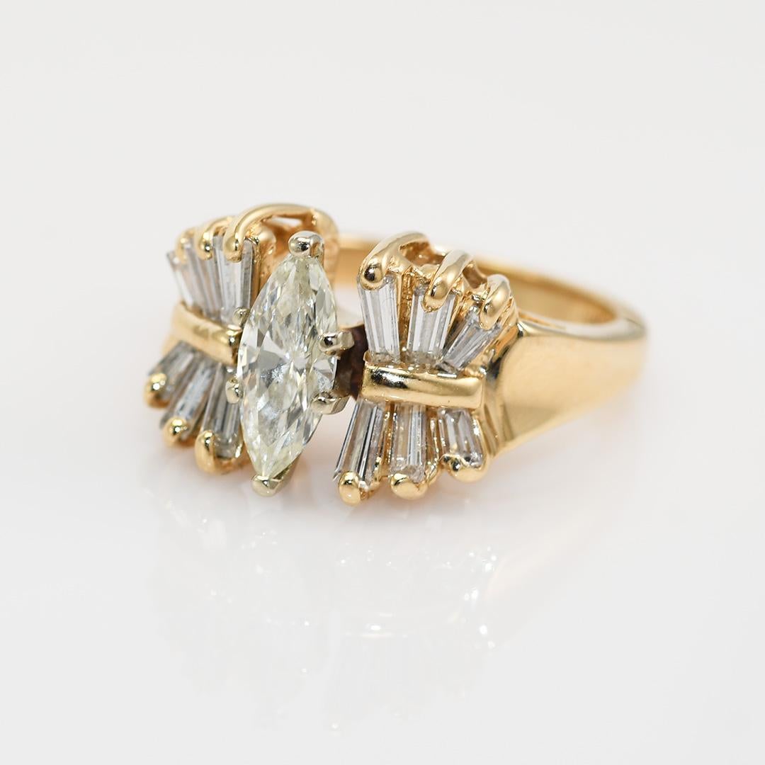 Marquise Cut 14K Yellow Gold Marquise Diamond Ring .65ct, 6.1g For Sale