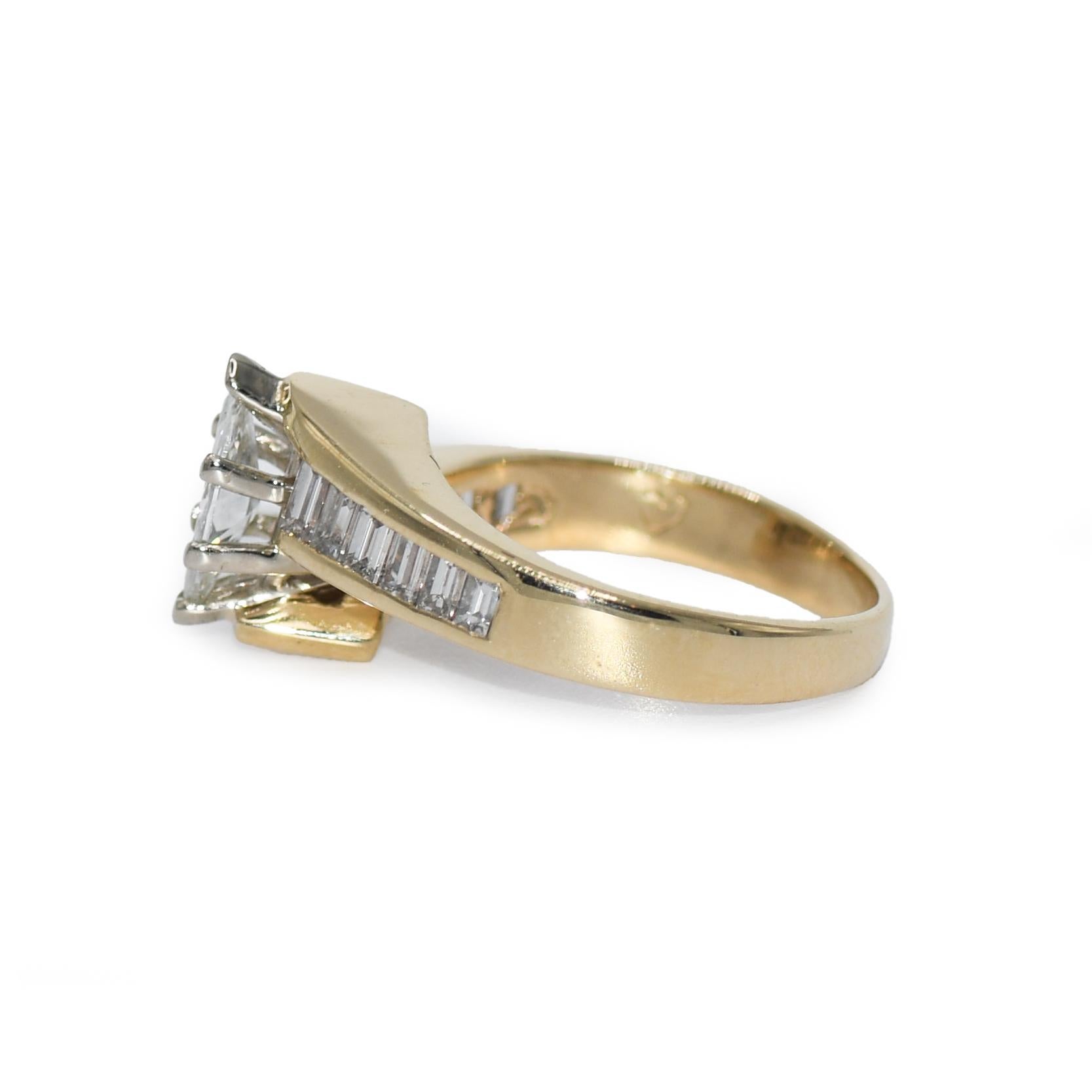Marquise Cut 14K Yellow Gold Marquise Diamond Ring For Sale