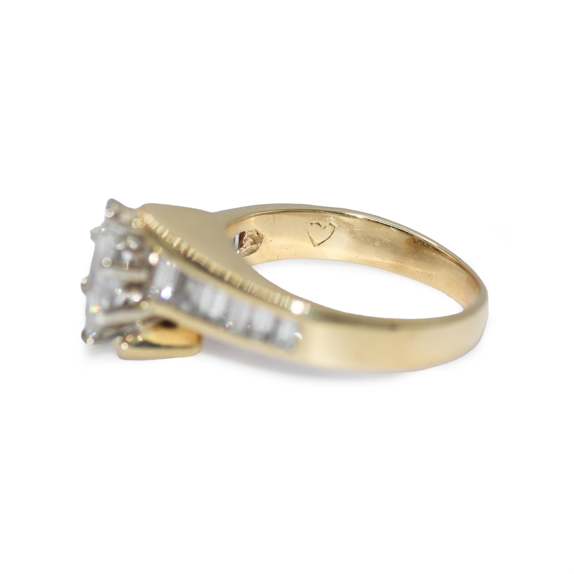 Women's or Men's 14K Yellow Gold Marquise Diamond Ring For Sale