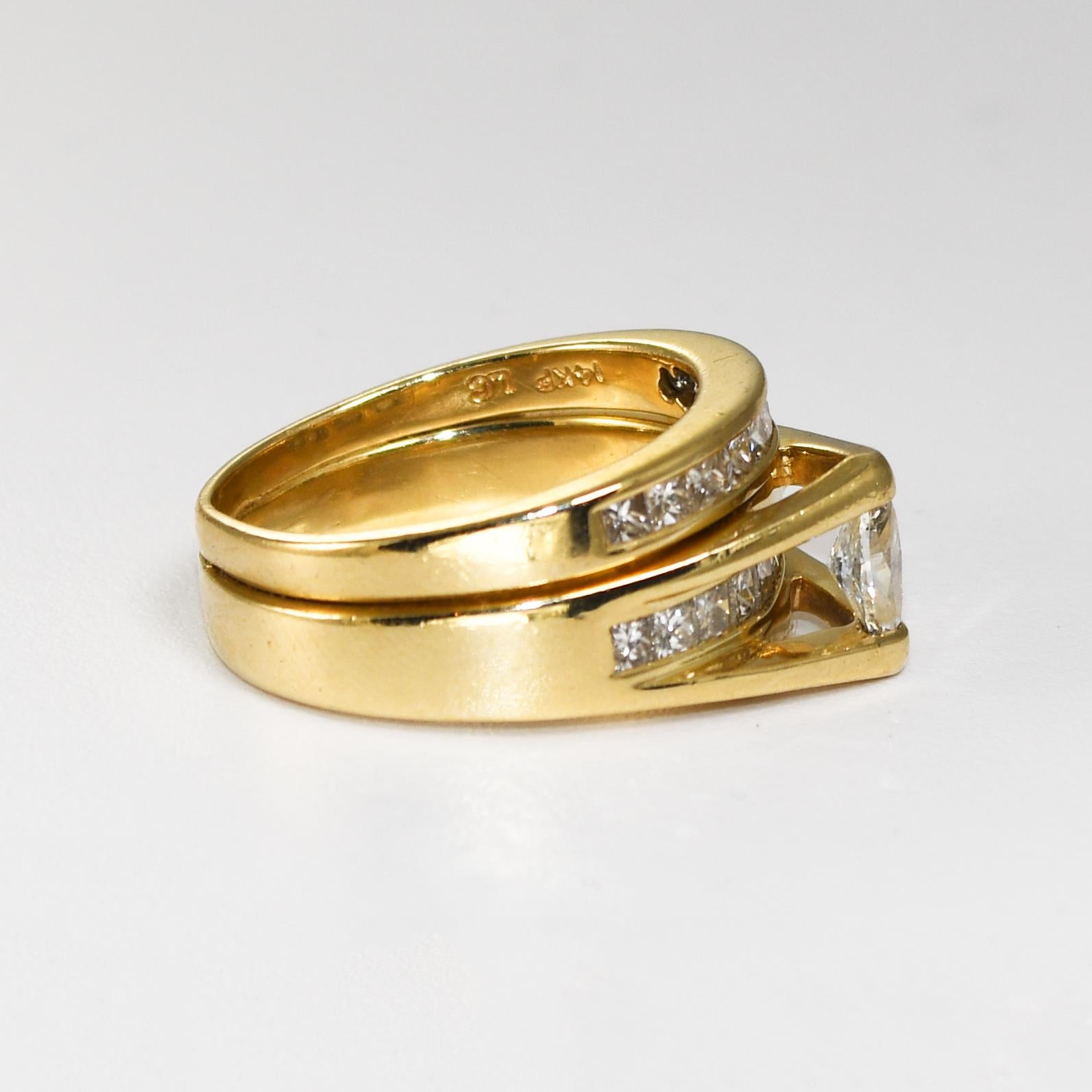 Marquise Cut 14K Yellow Gold Marquise Diamond Wedding Ring Set 0.83ct For Sale