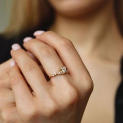 14k Yellow Gold Marquise Natural Diamond Love Swan Engagement Ring