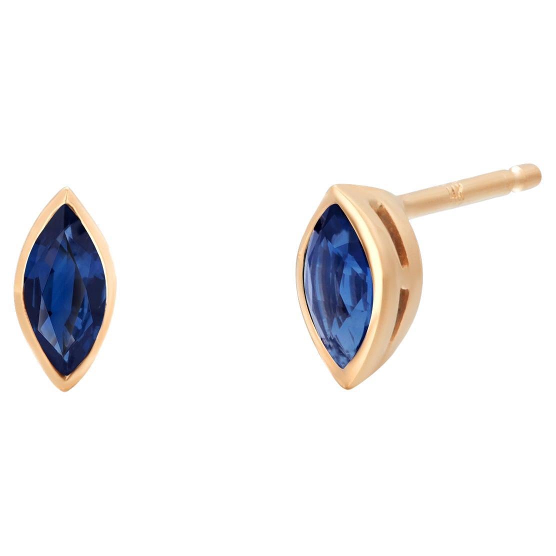 Mini-boucles d
oreilles en or jaune 14K avec saphir marquise 0.45 ctw 2ème ou 3ème trou en vente