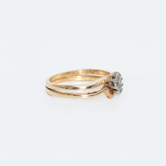 14k Yellow Gold Marquise Shaped Diamond Ring, H Color SI Clarity, Size 6.75