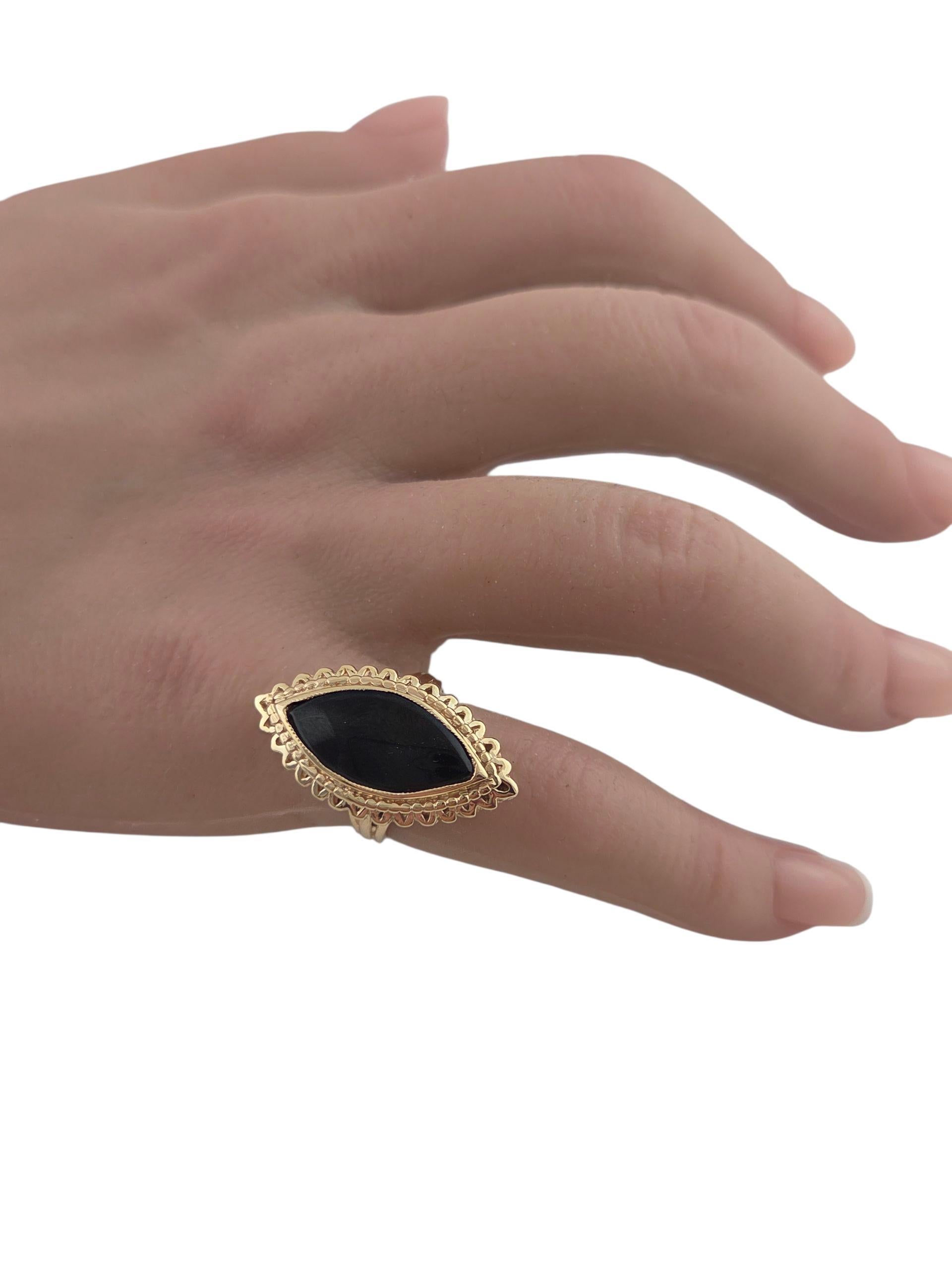 Bague en or jaune 14K en forme de marquise en onyx #23721 Pour femmes en vente