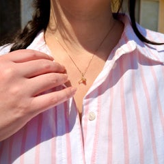 14K Yellow Gold Martini Glass Charm with Straw & Lemon Slice