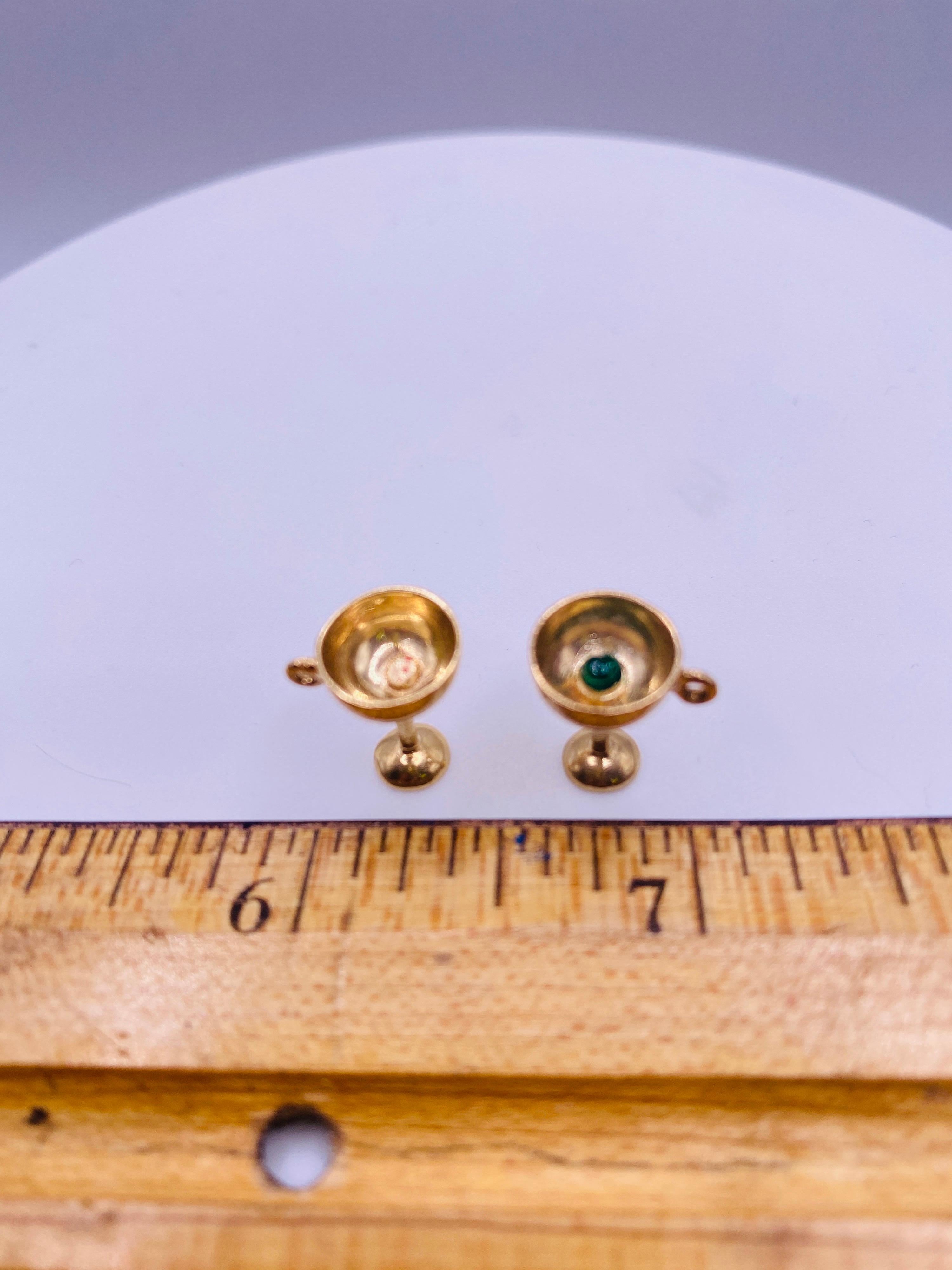 Yellow Gold Martini Glass Charms In Good Condition In DALLAS, TX