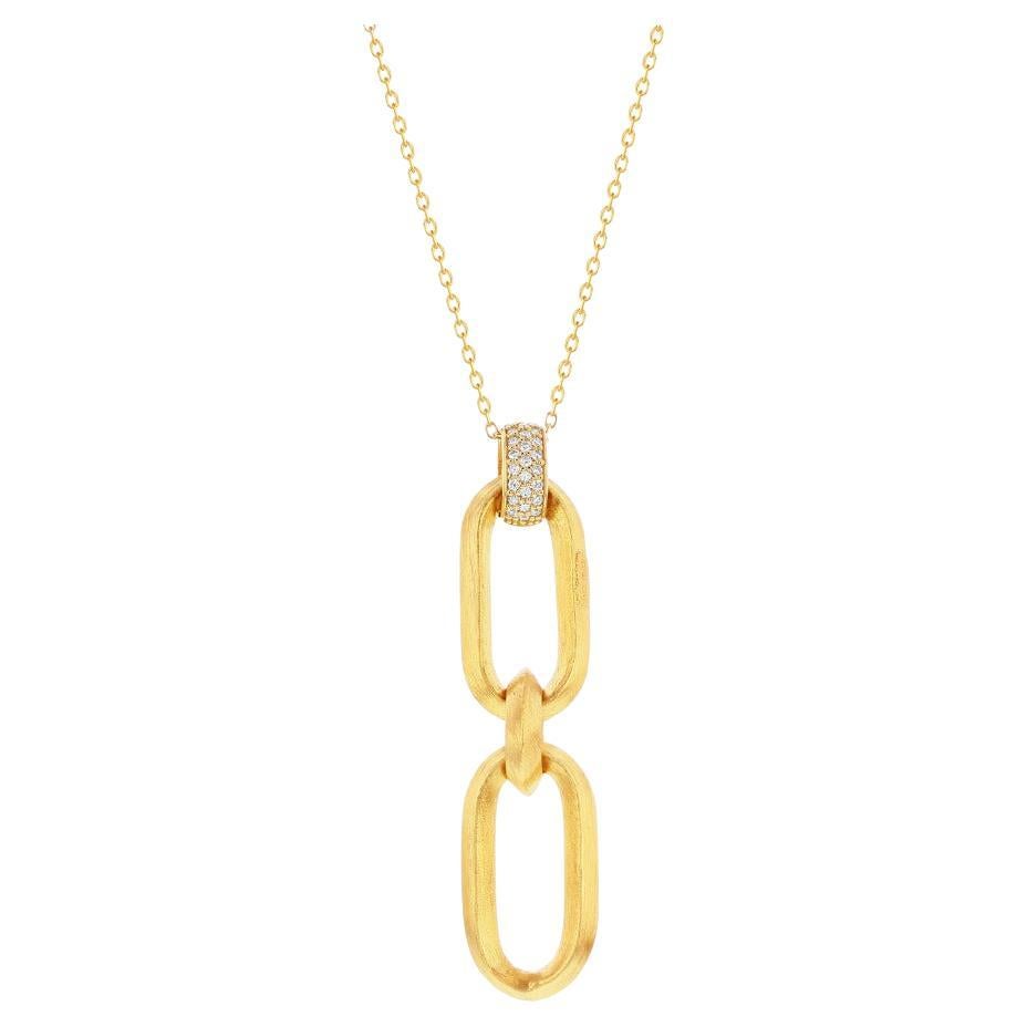 Pendentif en or jaune 14 carats avec diamant finition mate en vente