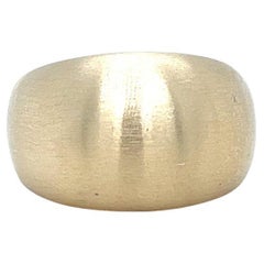 14K Yellow Gold Matte Dome Tapered Ring, Bold Tapered Design