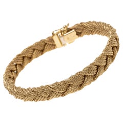 14k Yellow Gold Matte Finished Braided Woven Bracelet