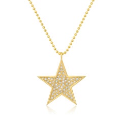 Or jaune 14k Méd. Collier d'étoiles de diamants