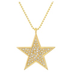 14k Yellow Gold Med, Diamond Star Necklace