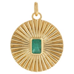 Smaragd-Medaillon-Anhänger aus 14k Gelbgold
