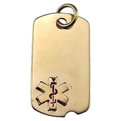 14K Yellow Gold Medical Alert Dog Tag Pendant #24451