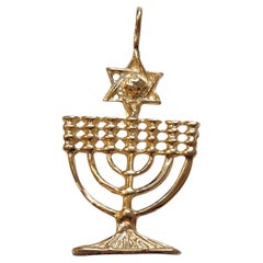 14K Yellow Gold Menorah Pendant #21055