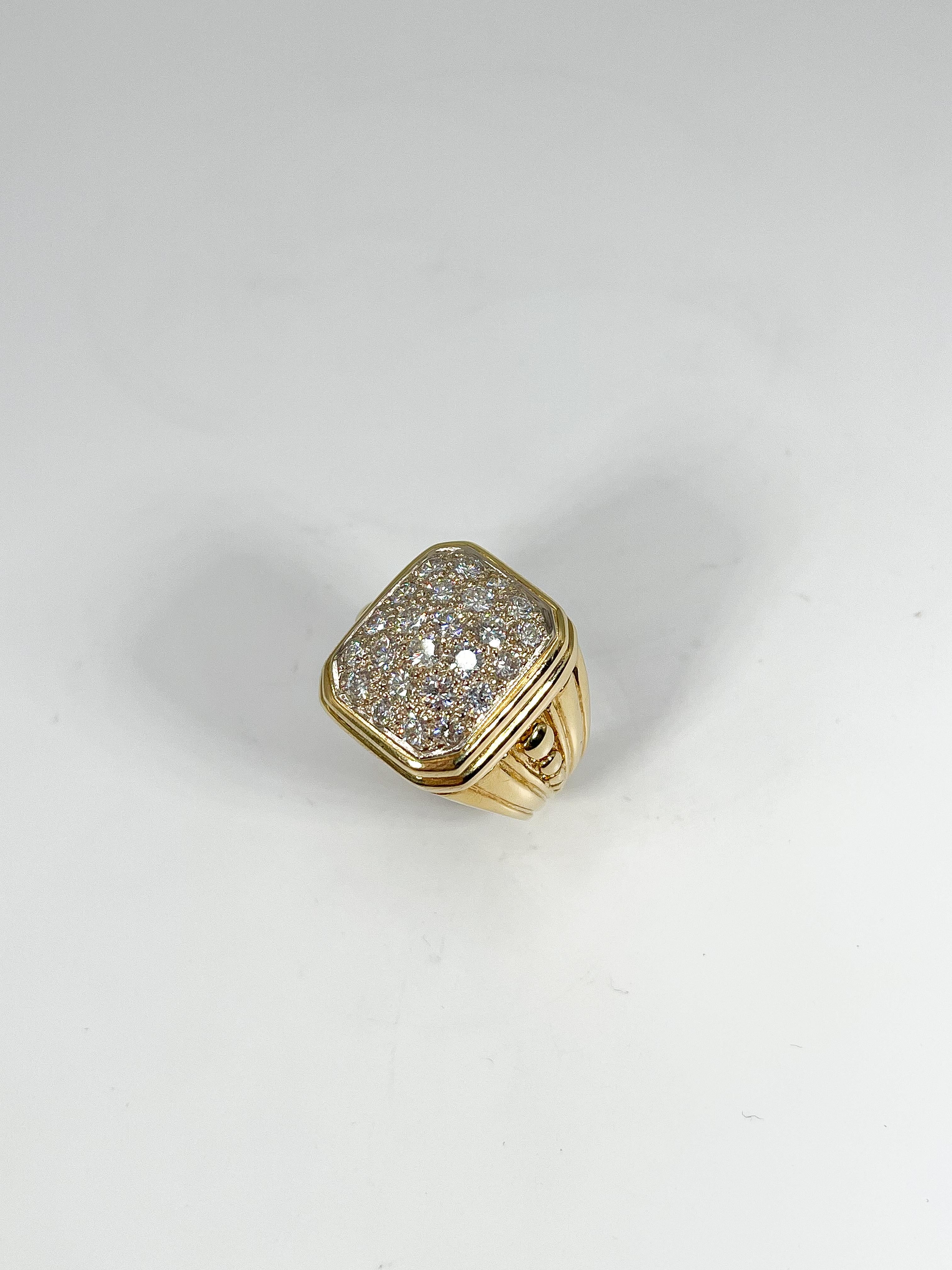 14K Yellow Gold Mens 1 CTW Diamond Fashion Ring In Excellent Condition For Sale In Stuart, FL