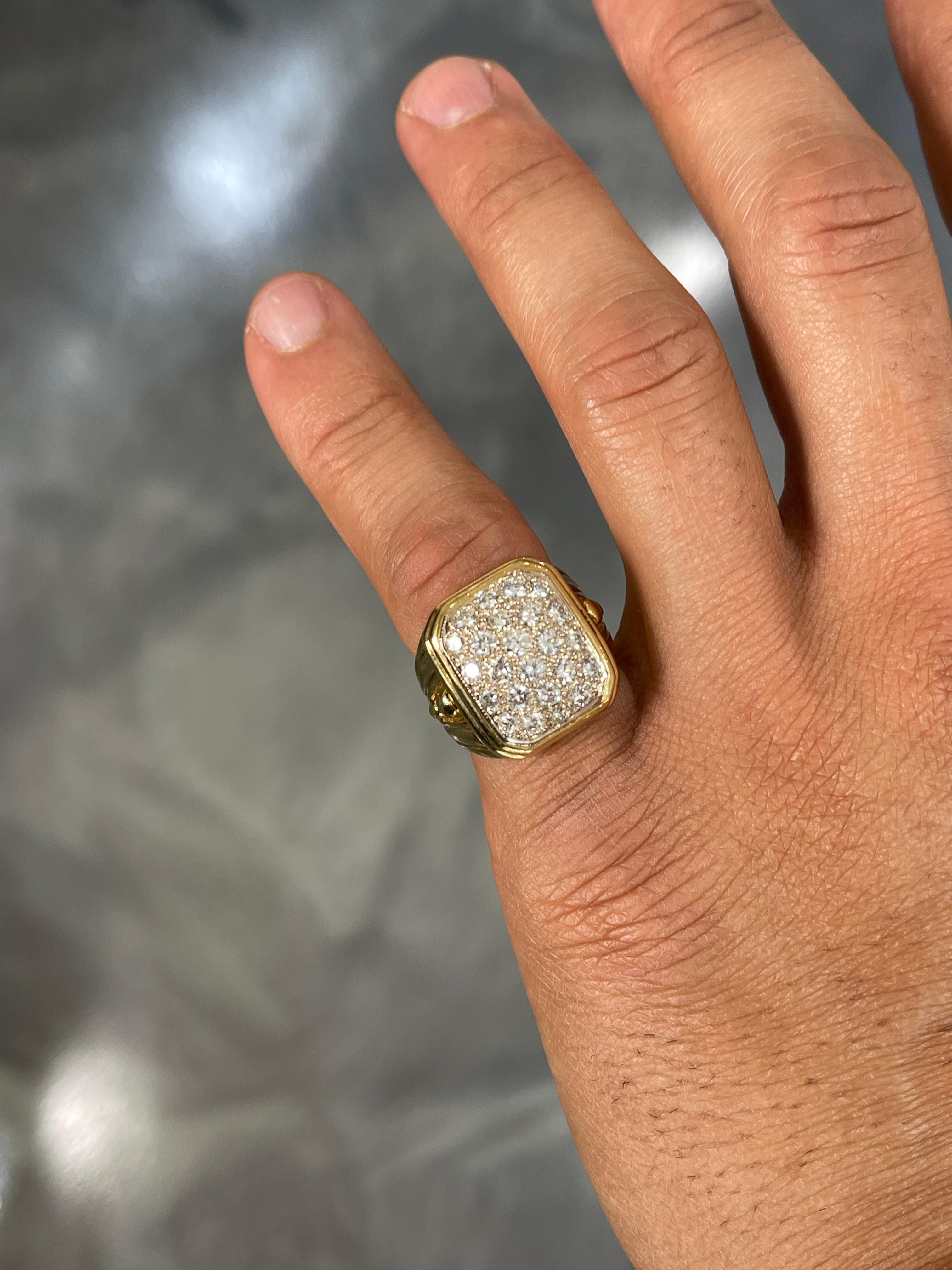 Men's 14K Yellow Gold Mens 1 CTW Diamond Fashion Ring For Sale