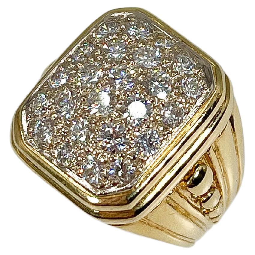 14K Yellow Gold Mens 1 CTW Diamond Fashion Ring For Sale