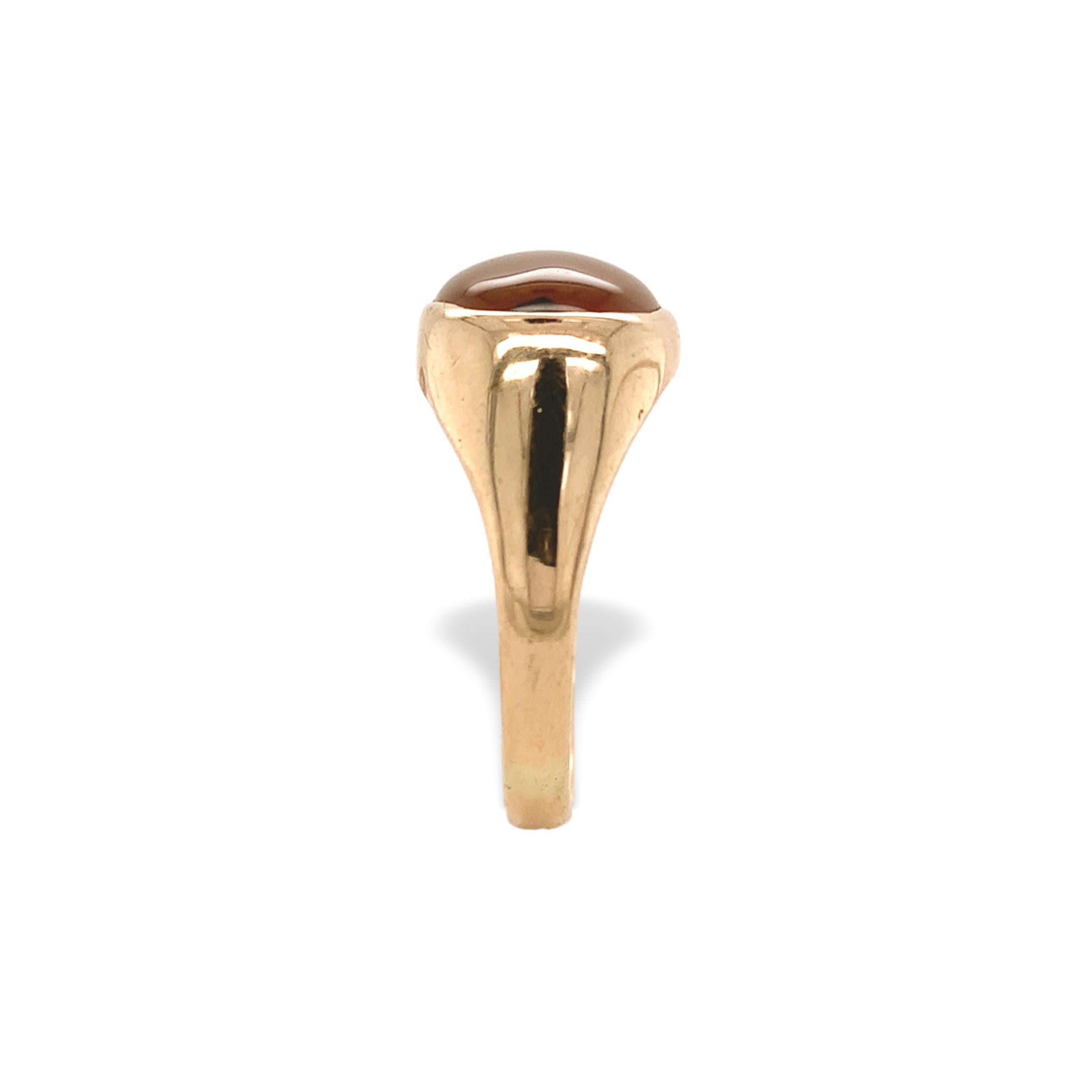 14K Yellow gold Men's Agate Ring size 6.75 In condizioni buone in vendita a Big Bend, WI
