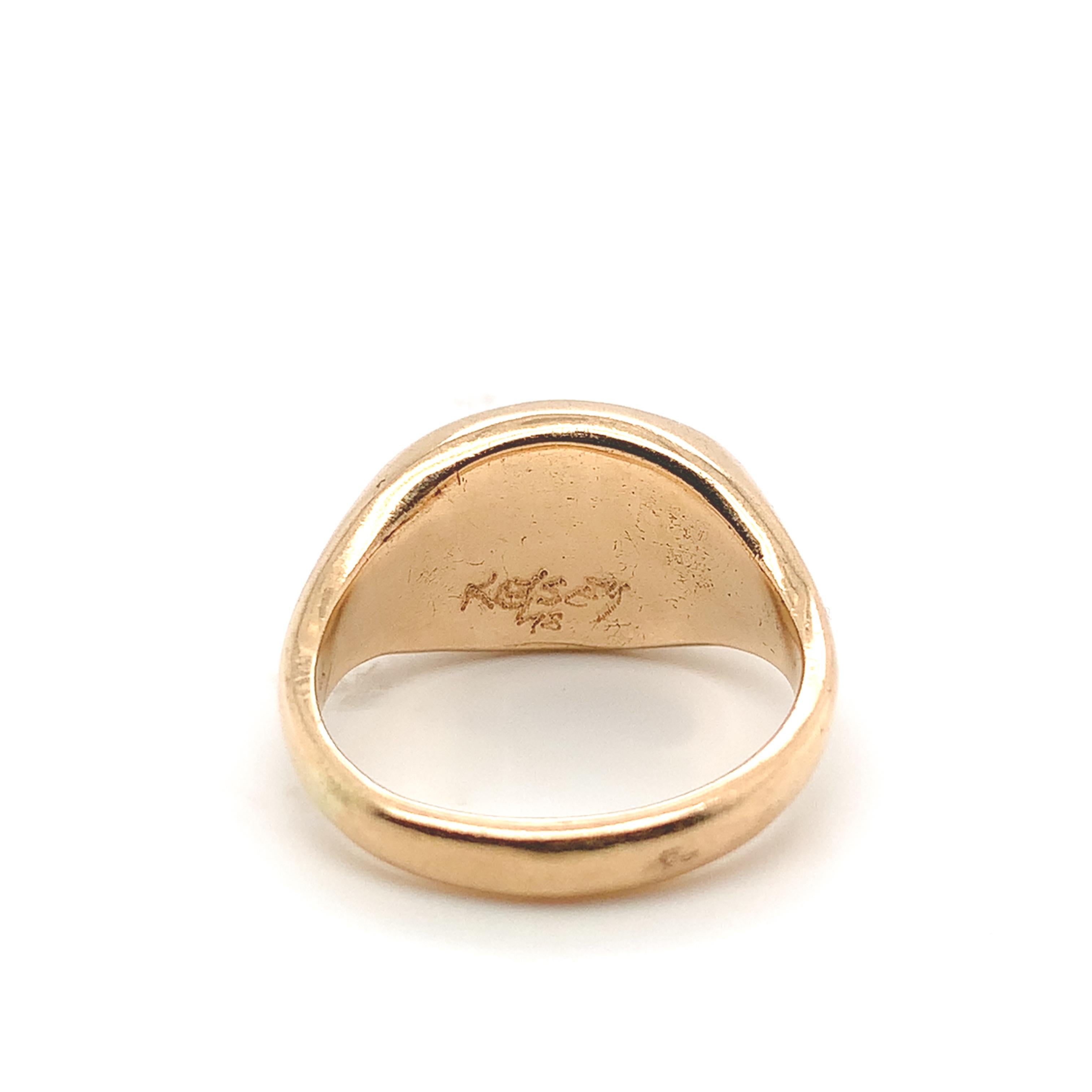 Uomo 14K Yellow gold Men's Agate Ring size 6.75 in vendita