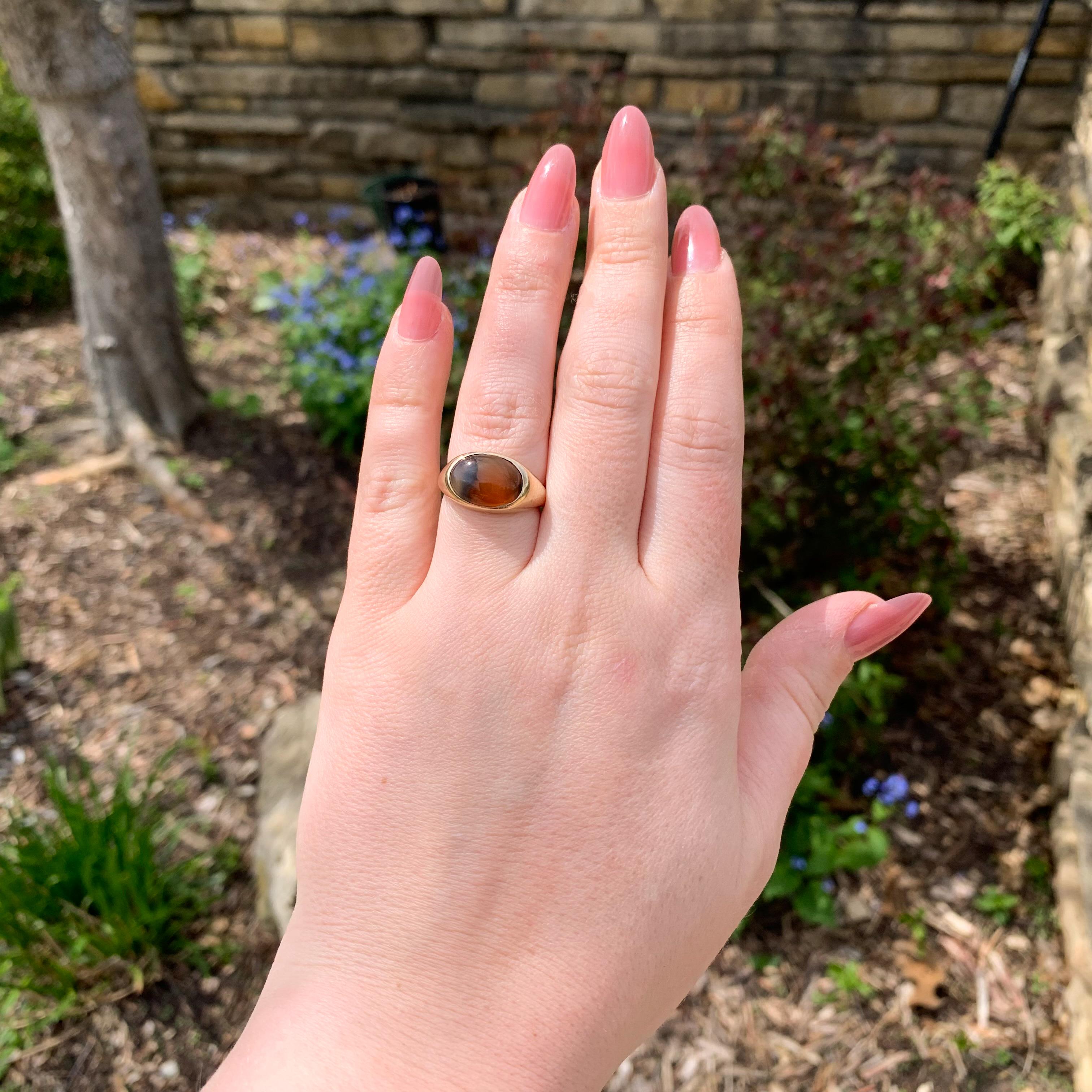 14K Yellow gold Men's Agate Ring size 6.75 in vendita 1