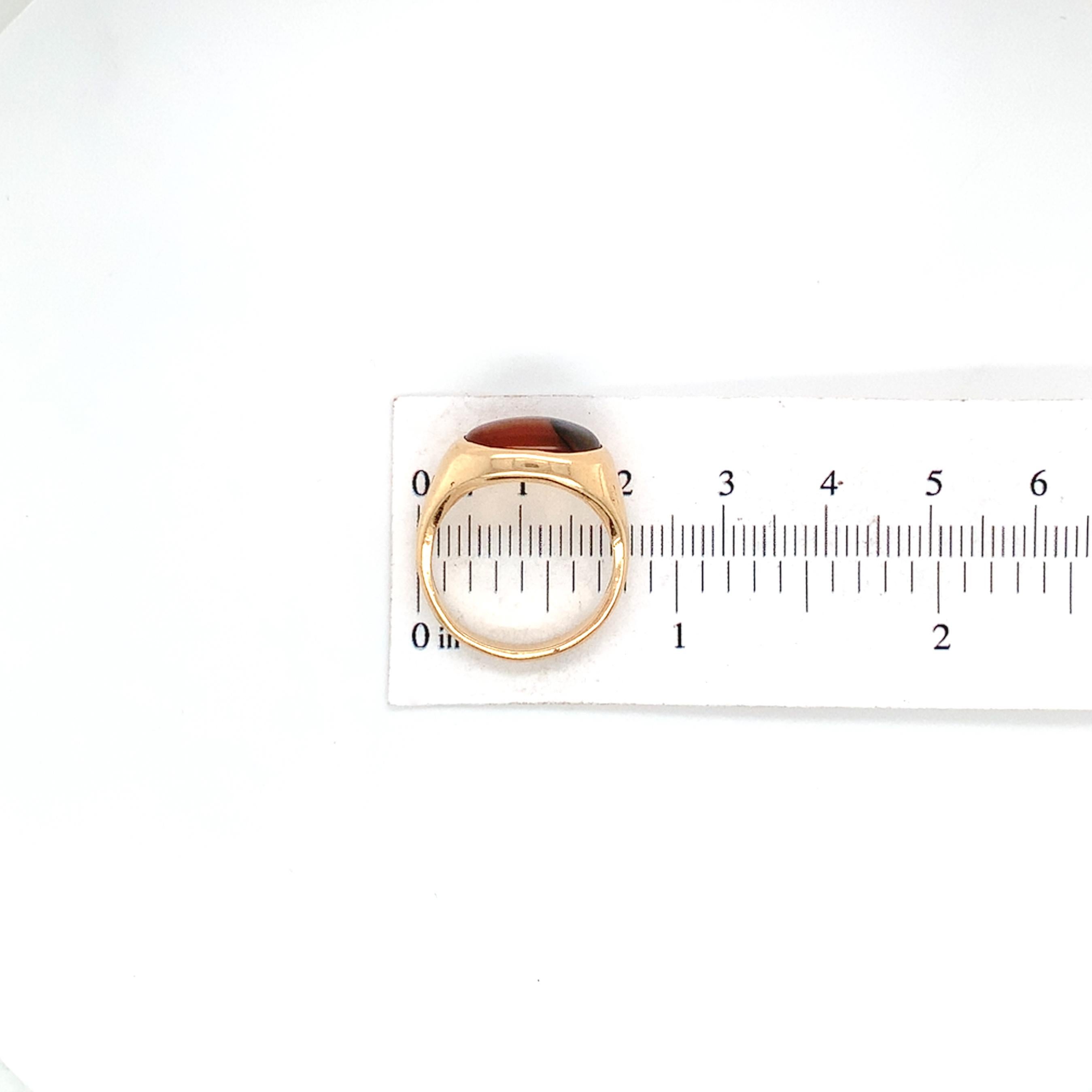 14K Yellow gold Men's Agate Ring size 6.75 in vendita 4