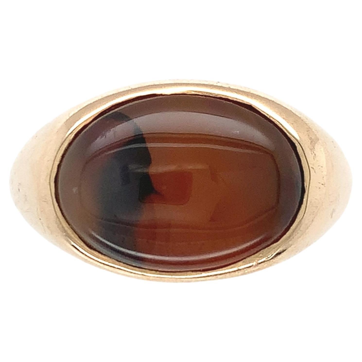 14K Yellow gold Men's Agate Ring size 6.75